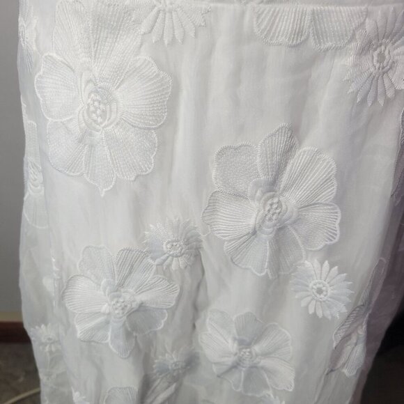 Lulus White Sweetest Behavior White Embroidered Puff Sleeve Midi Dress Size L - Picture 2 of 7